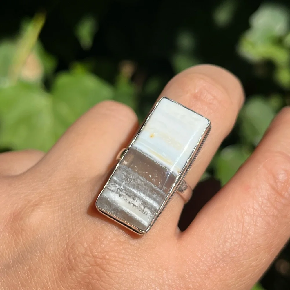 Size 8.5 925 silver plated‎ scenery Owhyee Opal ring
